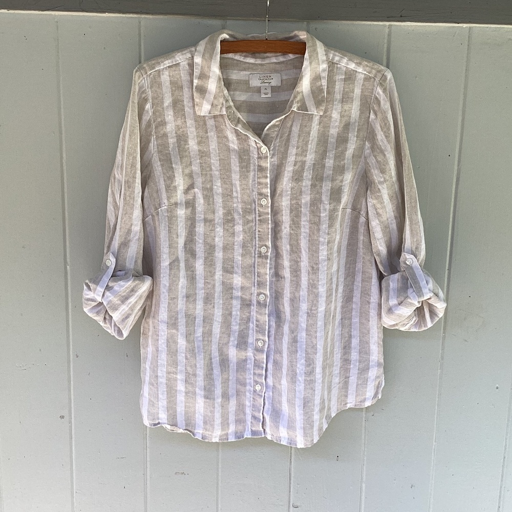 Charter Club 100% linen SHIRT button down top